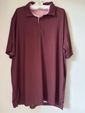 Walter Hagen Maroon Micro-Check Athletic Polo Shirt